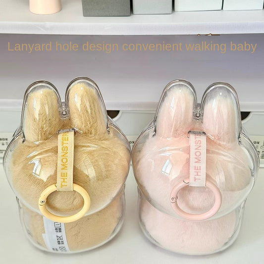 Labubu Vinyl Protective Shell Cover Pulling Cloth Sitting Pie V2 Walking Pain Bag 15cm Cotton Acrylic Dustproof Hanging Cover